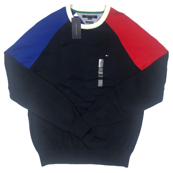 tommy hilfiger perry colorblocked raglan sleeve sweater